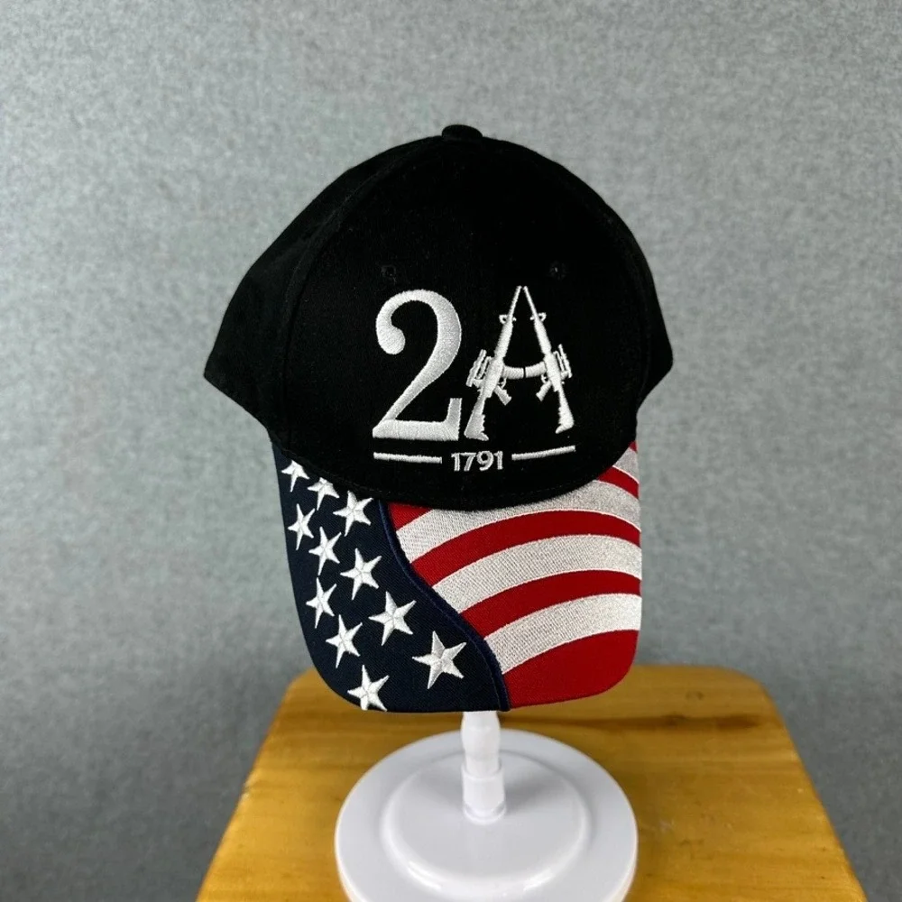 2A 1791 Patriotic American Flag Gun Rights Embroidered Baseball Cap Black